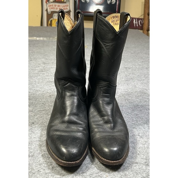 Justin Style 3133 Black Roper Leather Western Cowboy Boots Men's 6.5E - Picture 15 of 16